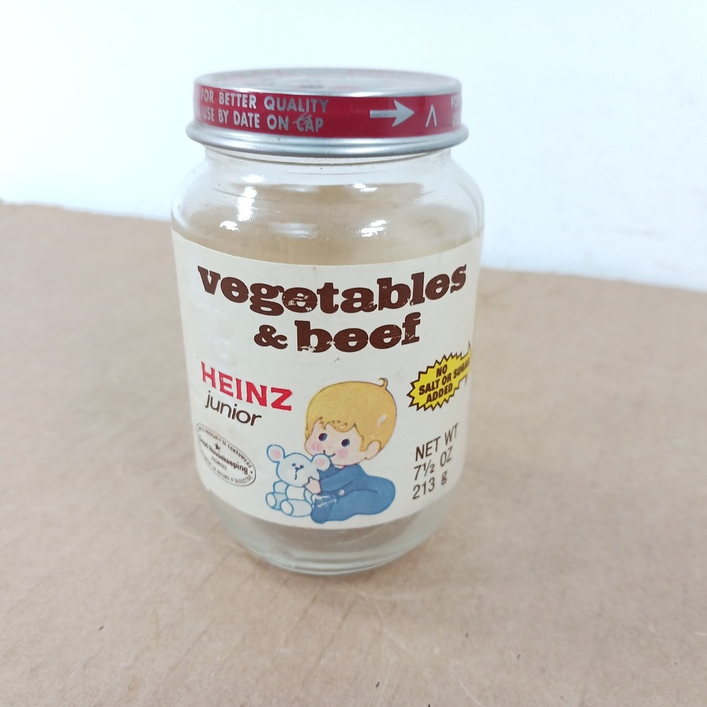Vintage 1980s Baby Food Jars Lot Heinz Beech-Nut Glass Advertising Prop 3pc - Picture 2 of 16